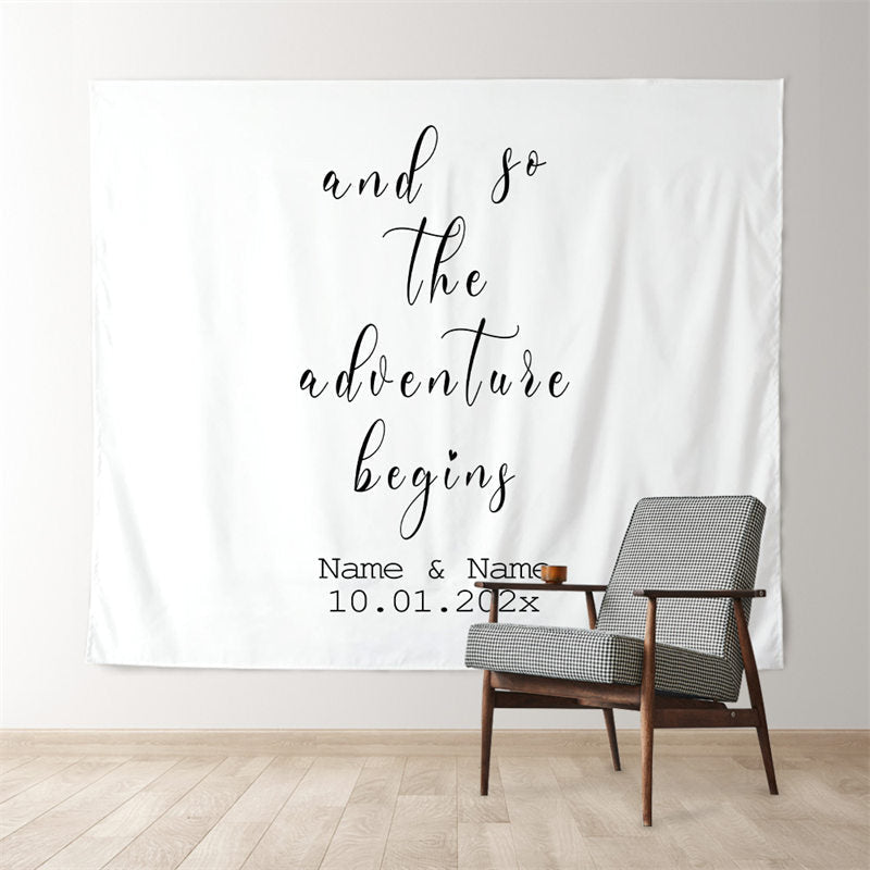 Lofaris Personalized And So the Dventure Begins Wedding Backdrop
