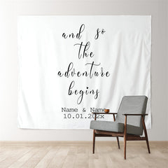 Lofaris Personalized And So the Dventure Begins Wedding Backdrop