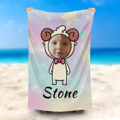 Lofaris Personalized Aries Girl Star Colorful Beach Towel