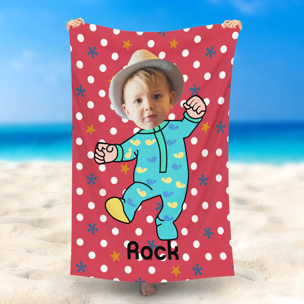 Lofaris Personalized Baby Summer Swimming Red Dot Beach Towel
