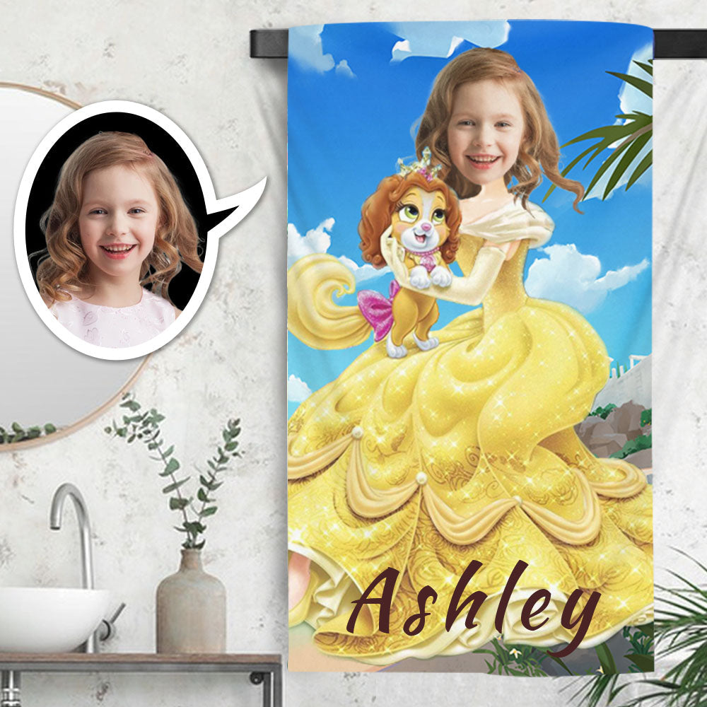 Lofaris Personalized Bell Princess Beach Towel With Photo