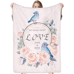 Lofaris Personalized Bird Portrait Throw Blanket For Wedding