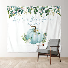 Lofaris Personalized Blue Pumpkin Baby Shower Backdrop Decor
