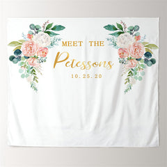 Lofaris Personalized Blush Floral Wedding Backdrop Decorations