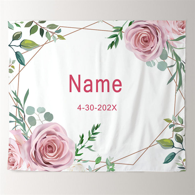 Lofaris Personalized Blush Roses Bridal Shower Party Backdrop