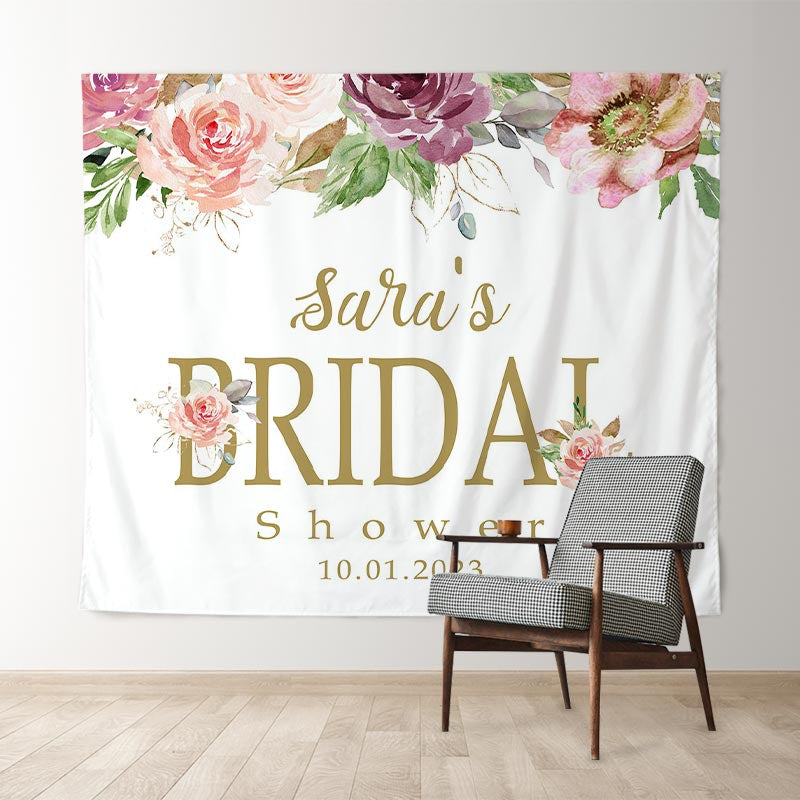 Lofaris Personalized Boho Floral Wedding Backdrop Decor