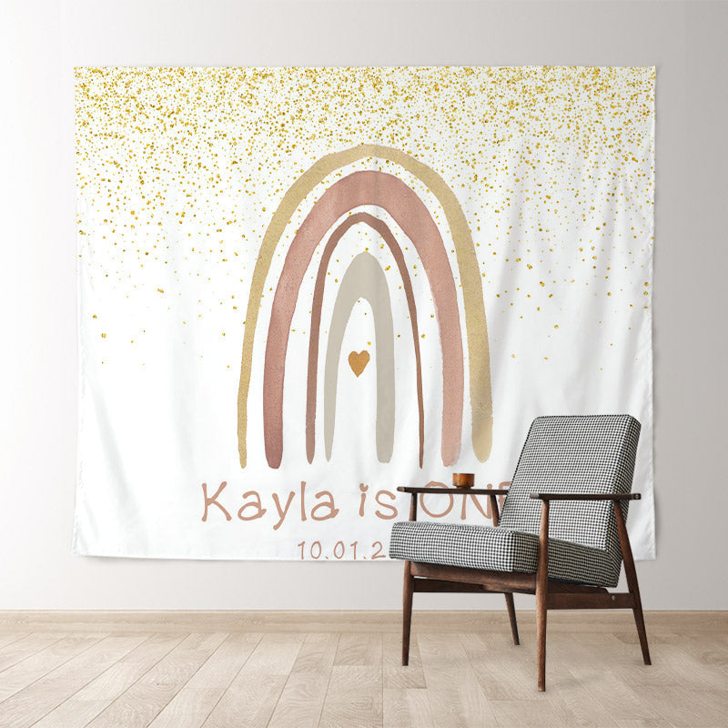 Lofaris Personalized Boho Rainbow Birthday Backdrop Banner