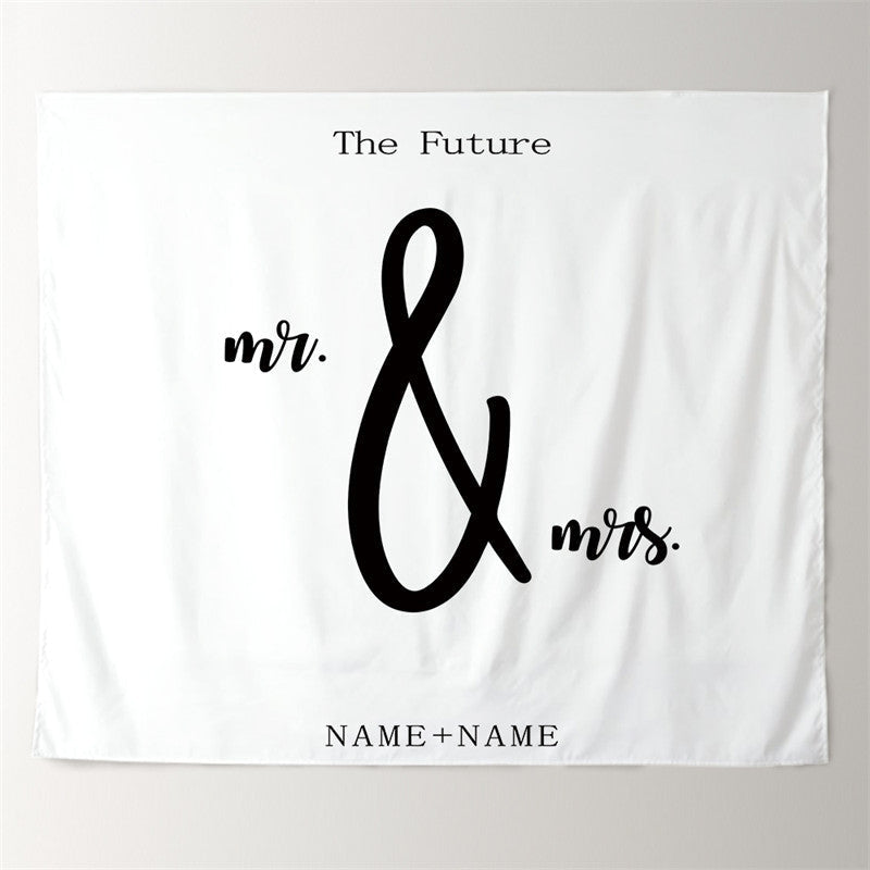Lofaris Personalized Boho Wedding Backdrop White Quote