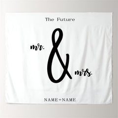 Lofaris Personalized Boho Wedding Backdrop White Quote