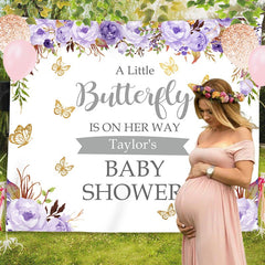 Lofaris Personalized Butterfly Floral Baby Shower Backdrop
