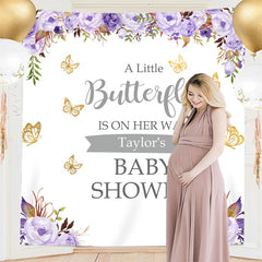 Lofaris Personalized Butterfly Floral Baby Shower Backdrop