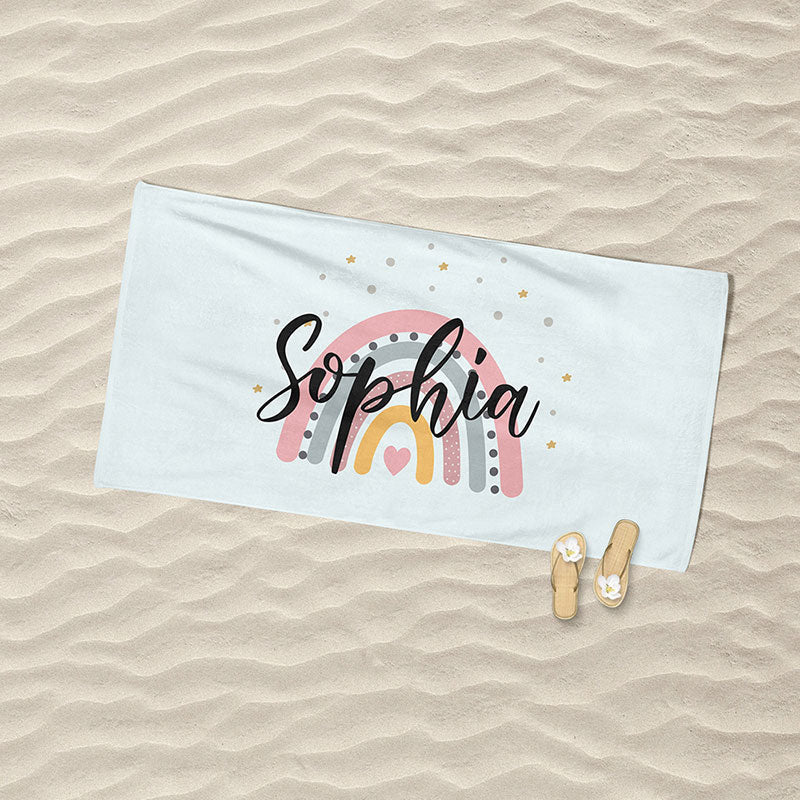 Lofaris Personalized Cartoon Picture Name Kids Summer Beach Towel
