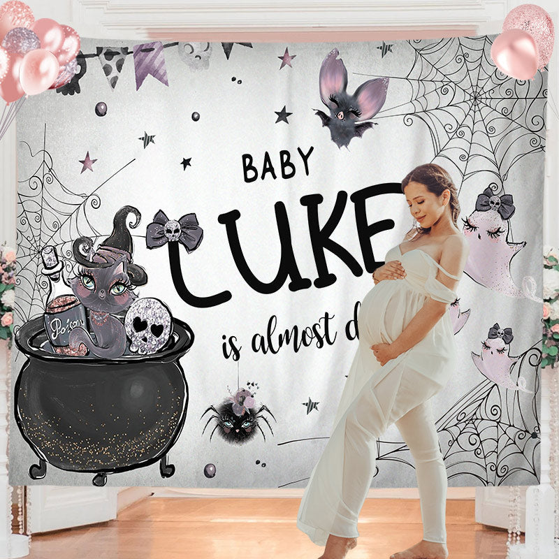 Lofaris Personalized Cobweb Halloween Baby Shower Backdrop