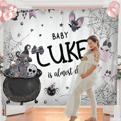 Lofaris Personalized Cobweb Halloween Baby Shower Backdrop