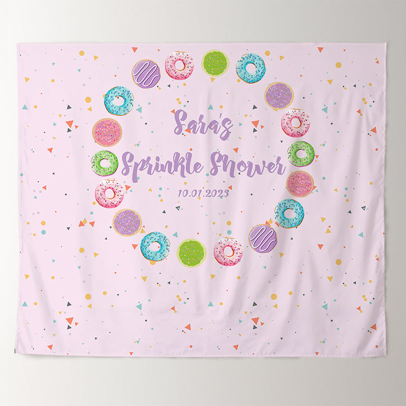 Lofaris Personalized Colored Doughnuts Baby Shower Backdrop