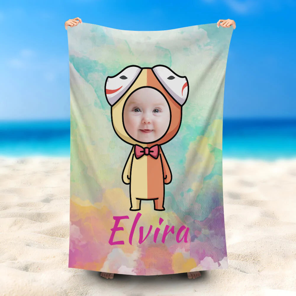 Lofaris Personalized Colored Ink Drawing Gemini Beach Towel