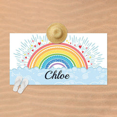 Lofaris Personalized Colorful Rainbow Name Summer Beach Towel