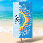 Lofaris Personalized Colorful Rainbow Name Summer Beach Towel