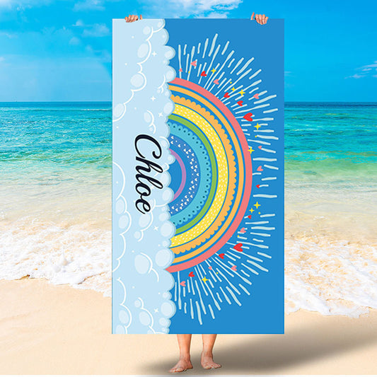 Lofaris Personalized Colorful Rainbow Name Summer Beach Towel