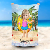 Lofaris Personalized Coocnut Swimming Ring Girl Beach Towel