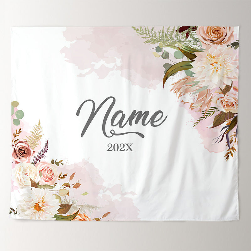 Lofaris Personalized Couples Name Fall Flower Wedding Backdrop