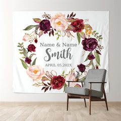 Lofaris Personalized Couples Name Flower Autumn Wedding Backdrop