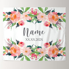 Lofaris Personalized Couples Name Flower Wedding Backdrop