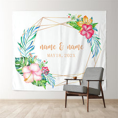 Lofaris Personalized Couples Name Tropical Wedding Backdrop