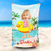 Lofaris Personalized Cute Duck Ring Girl Coconut Beach Towel