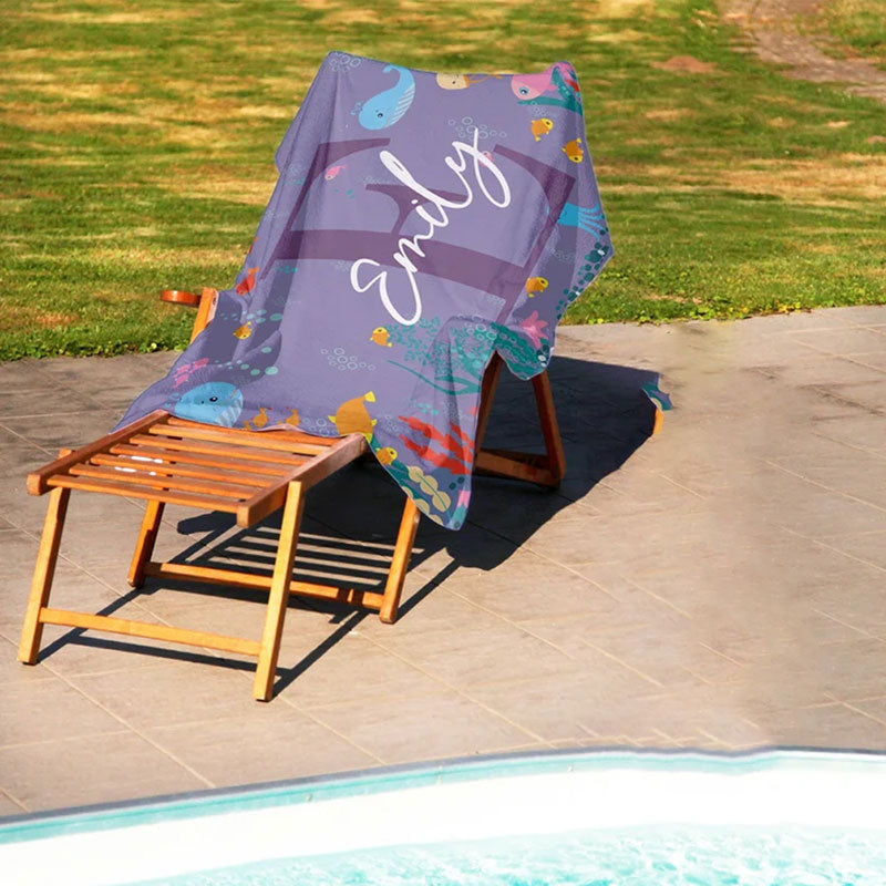 Lofaris Personalized Cute Sea World Fish Beach Towel