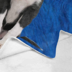 Lofaris Personalized Dog Portrait Throw Blue Blanket For Gift