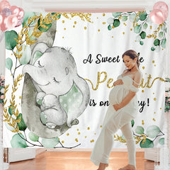 Lofaris Personalized Elephant Leaves Baby Shower Backdrop