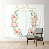 Lofaris Personalized Floral Blush Wedding Decoration Backdrop