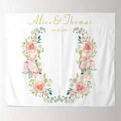 Lofaris Personalized Floral Blush Wedding Decoration Backdrop