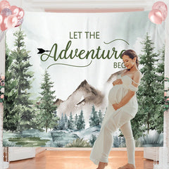Lofaris Personalized Forest Mountain Baby Shower Backdrop