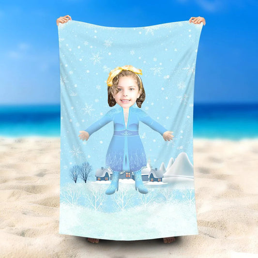 Lofaris Personalized Frozen Aisha Face Beach Towel With Photo