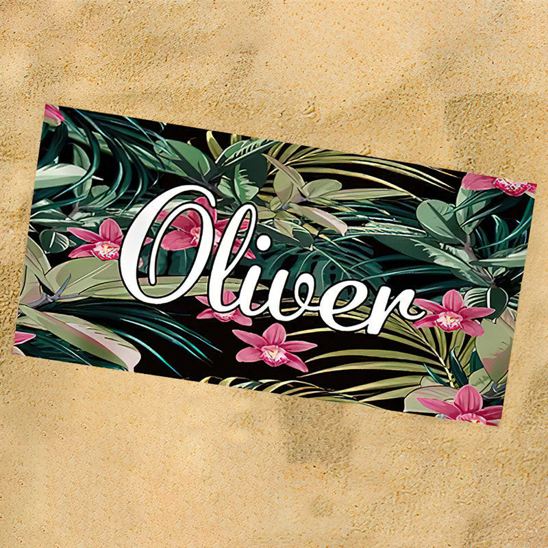Lofaris Personalized Fruit Leaves Name Summer Beach Towel