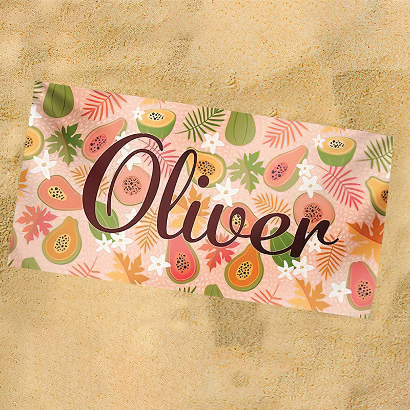 Lofaris Personalized Fruit Leaves Name Summer Beach Towel