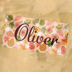 Lofaris Personalized Fruit Leaves Name Summer Beach Towel