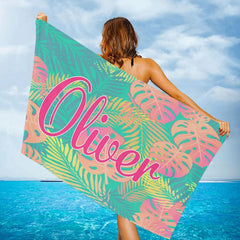 Lofaris Personalized Fruit Leaves Name Summer Beach Towel