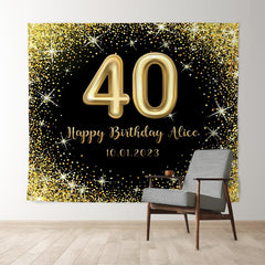 Lofaris Personalized Glitter Gold Sparkle Birthday Banner
