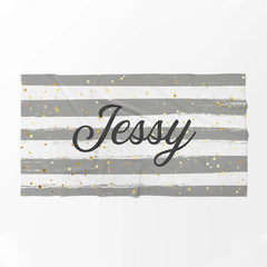 Lofaris Personalized Glitter Stripes Name Summer Beach Towel