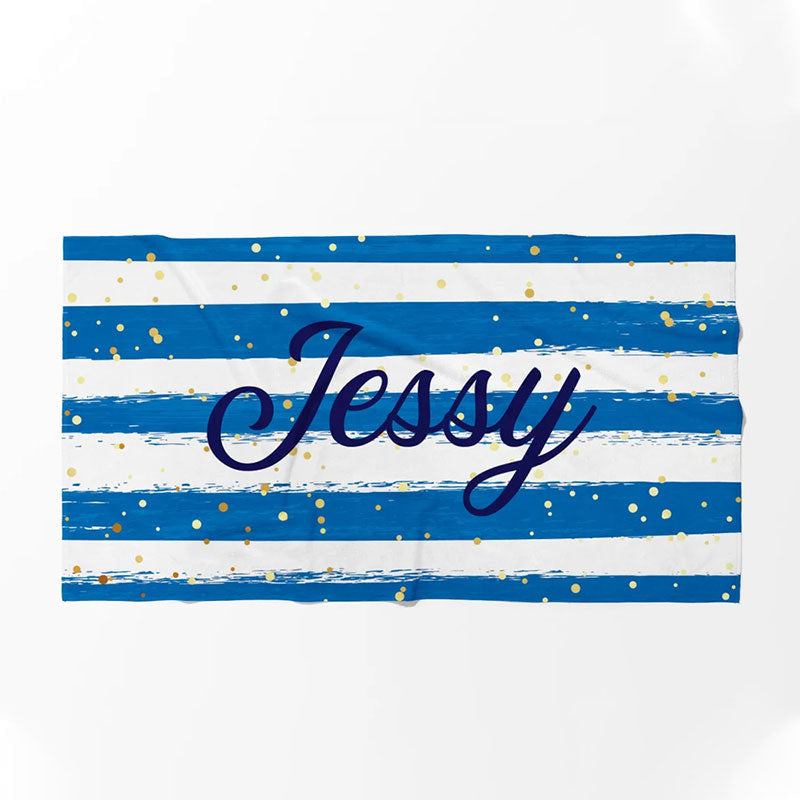 Lofaris Personalized Glitter Stripes Name Summer Beach Towel