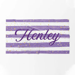 Lofaris Personalized Glitter Stripes Name Summer Beach Towel