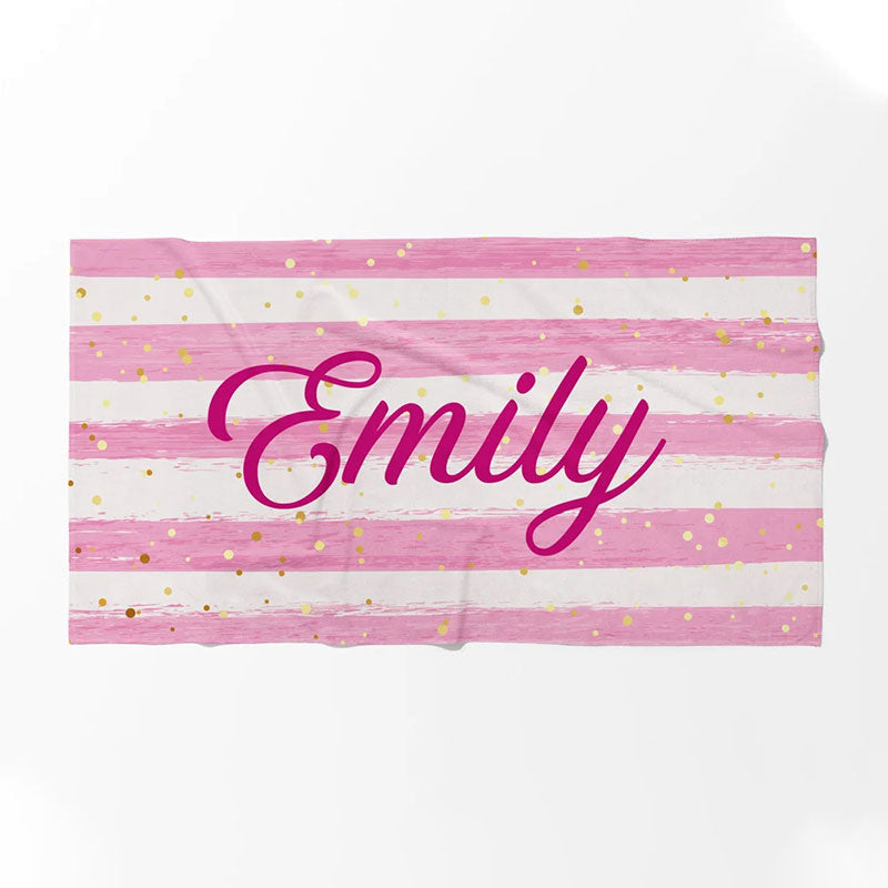 Lofaris Personalized Glitter Stripes Name Summer Beach Towel