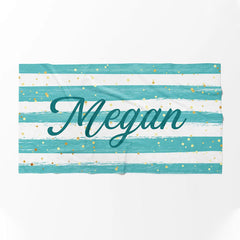 Lofaris Personalized Glitter Stripes Name Summer Beach Towel