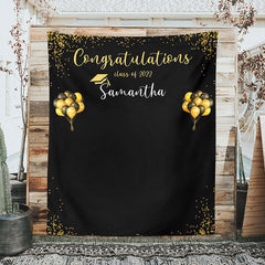 Lofaris Personalized Gold Balloons Black Graduation Party Backdrop