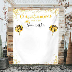 Lofaris Personalized Gold Balloons White Graduation Party Backdrop