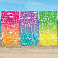 Lofaris Personalized Gradient And Name Summer Beach Towel
