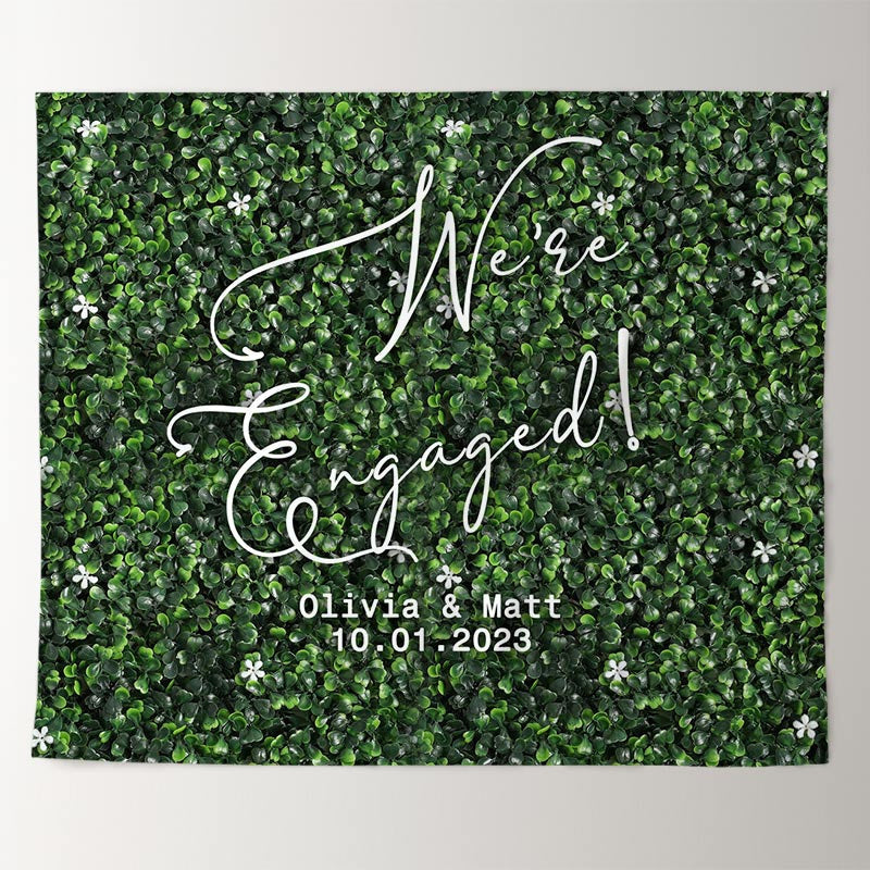 Lofaris Personalized Grass Wall Wedding Backdrop Banner